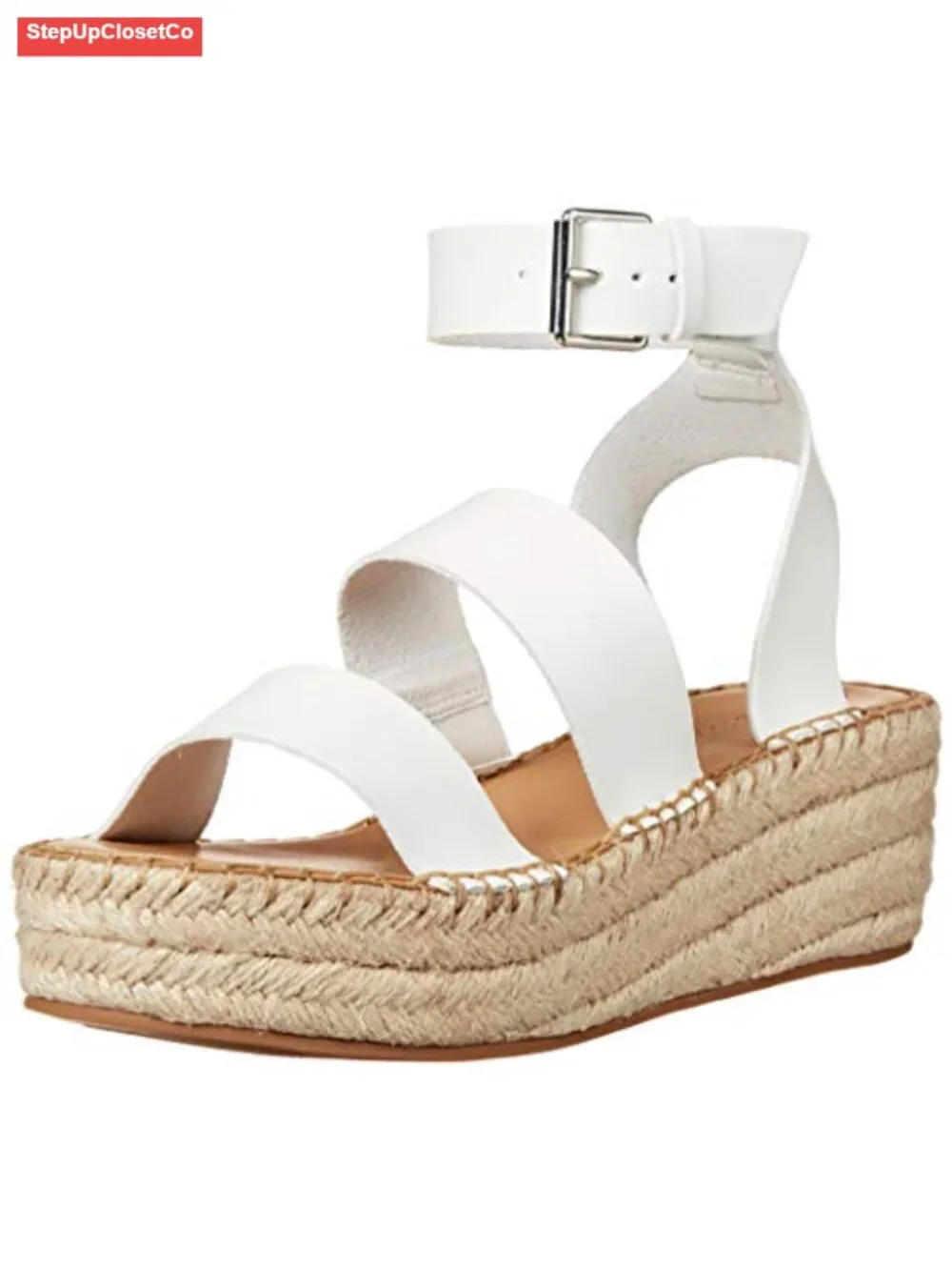 Espadrille Wedge Sandals with Ankle Strap - Platform